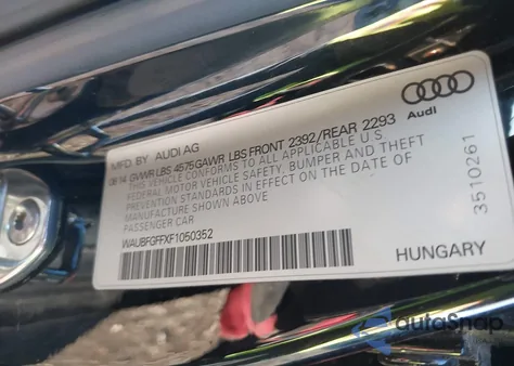 2015 Audi A3 2.0T Premium from USA, damaged, VIN WAUBFGFFXF1050352